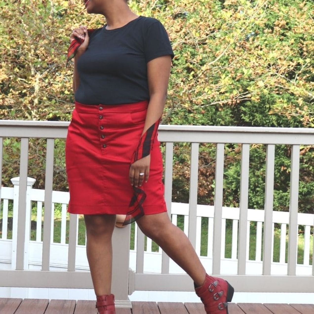 Sewing the Perfect Red Denim Skirt