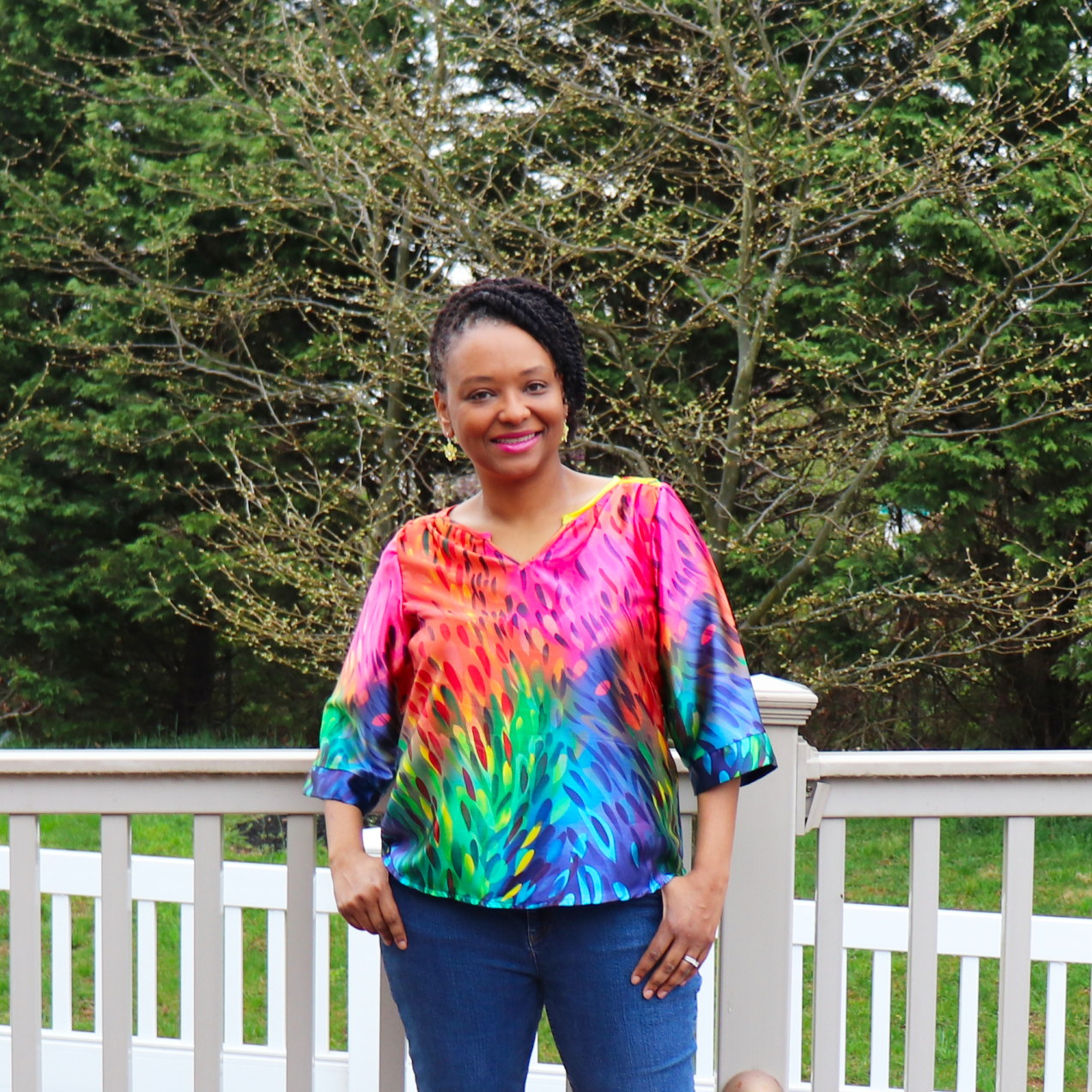 Rocking the Rainbow in a New Love Notions Rhapsody Blouse